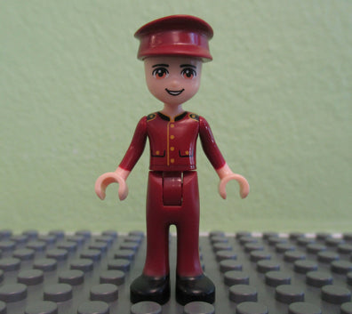 LEGO Minifigure-Nate, Dark Red Hotel Boy Uniform-Friends-FRND113-Creative Brick Builders